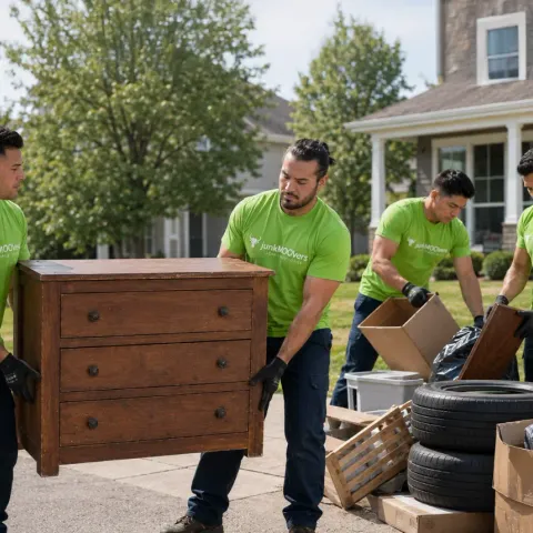 junkMOOvers crew doing full-service junk removal in Edgewater Chicago